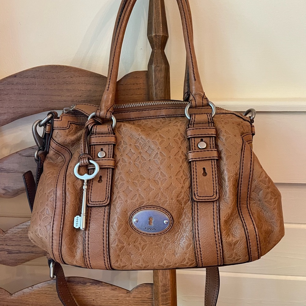 Vintage Fossil Maddox Leather Embossed Purse Crossbody